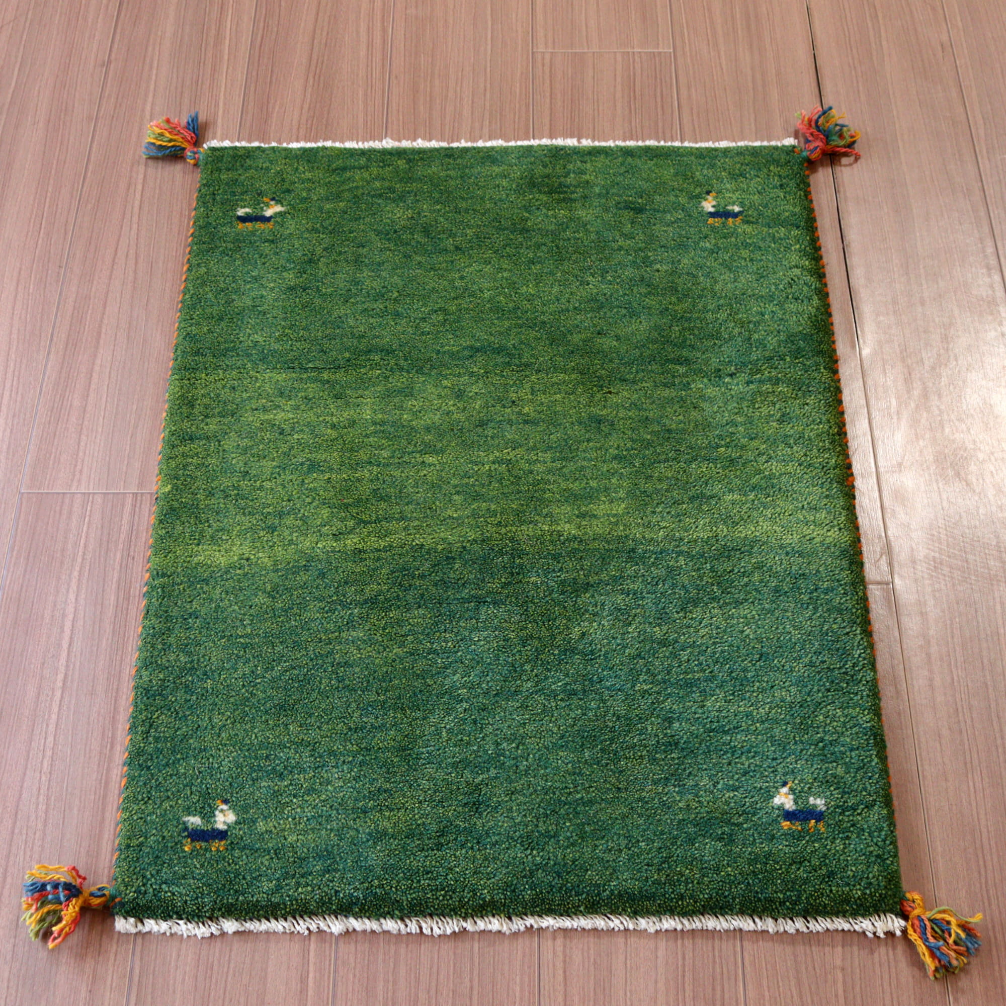 【15%OFF】ギャッベ 手織り イラン産 87x62cm グリーン
