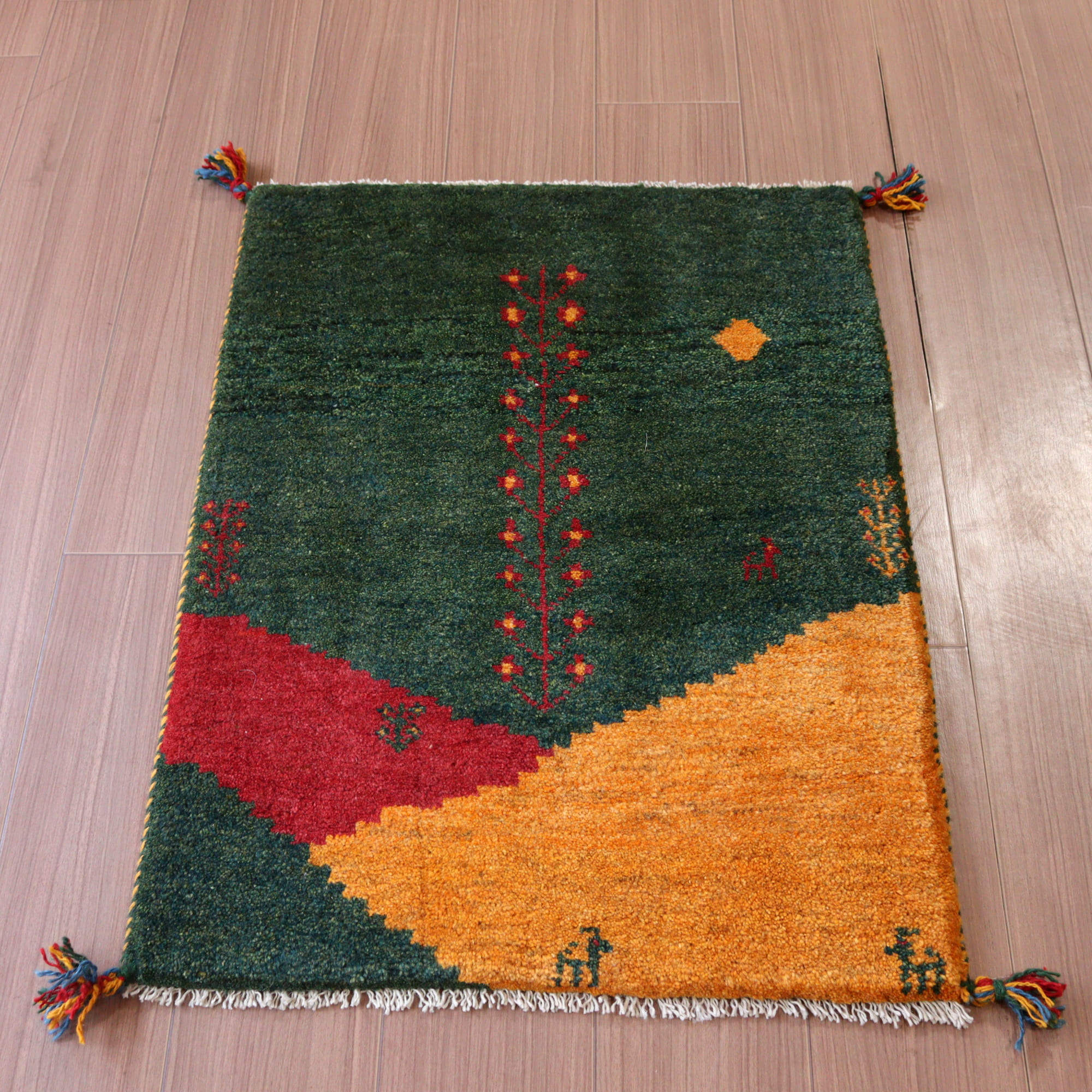 【15%OFF】ギャッベ 手織り イラン産 88x62cm ミックス 生命の木