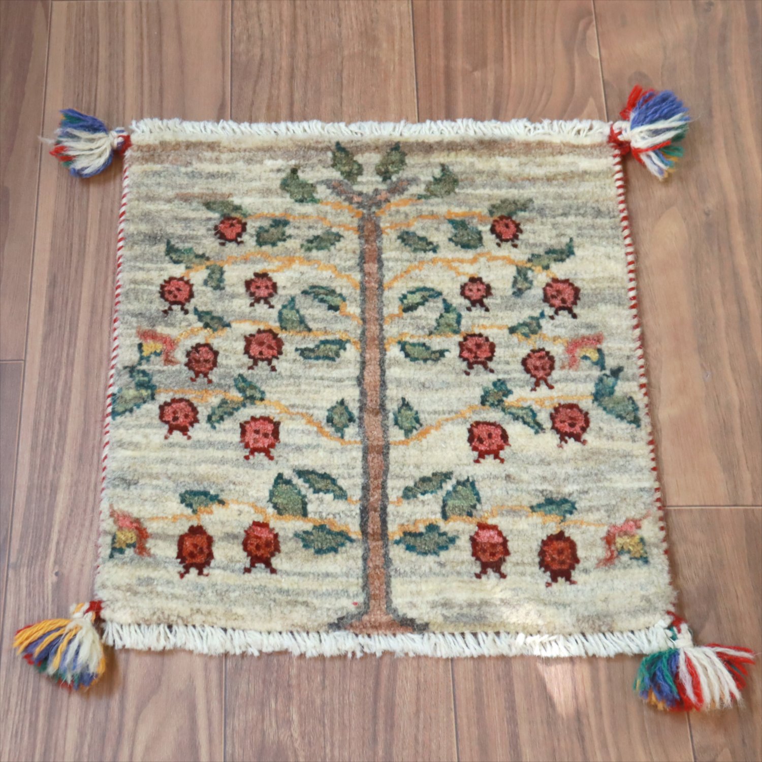 ギャッベ イラン産手織り 座布団サイズ 40x40cm