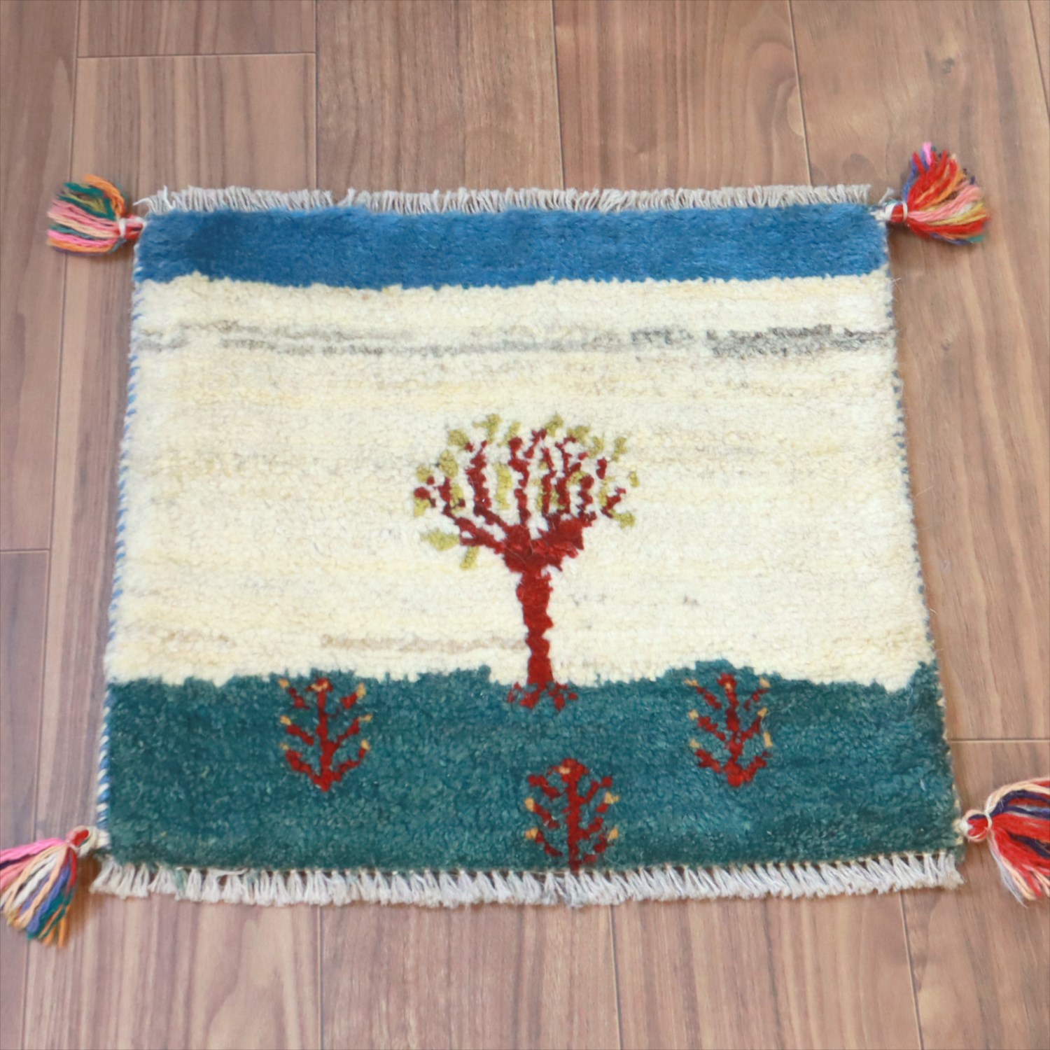 ギャッベ イラン産手織り 座布団サイズ 41x45cm