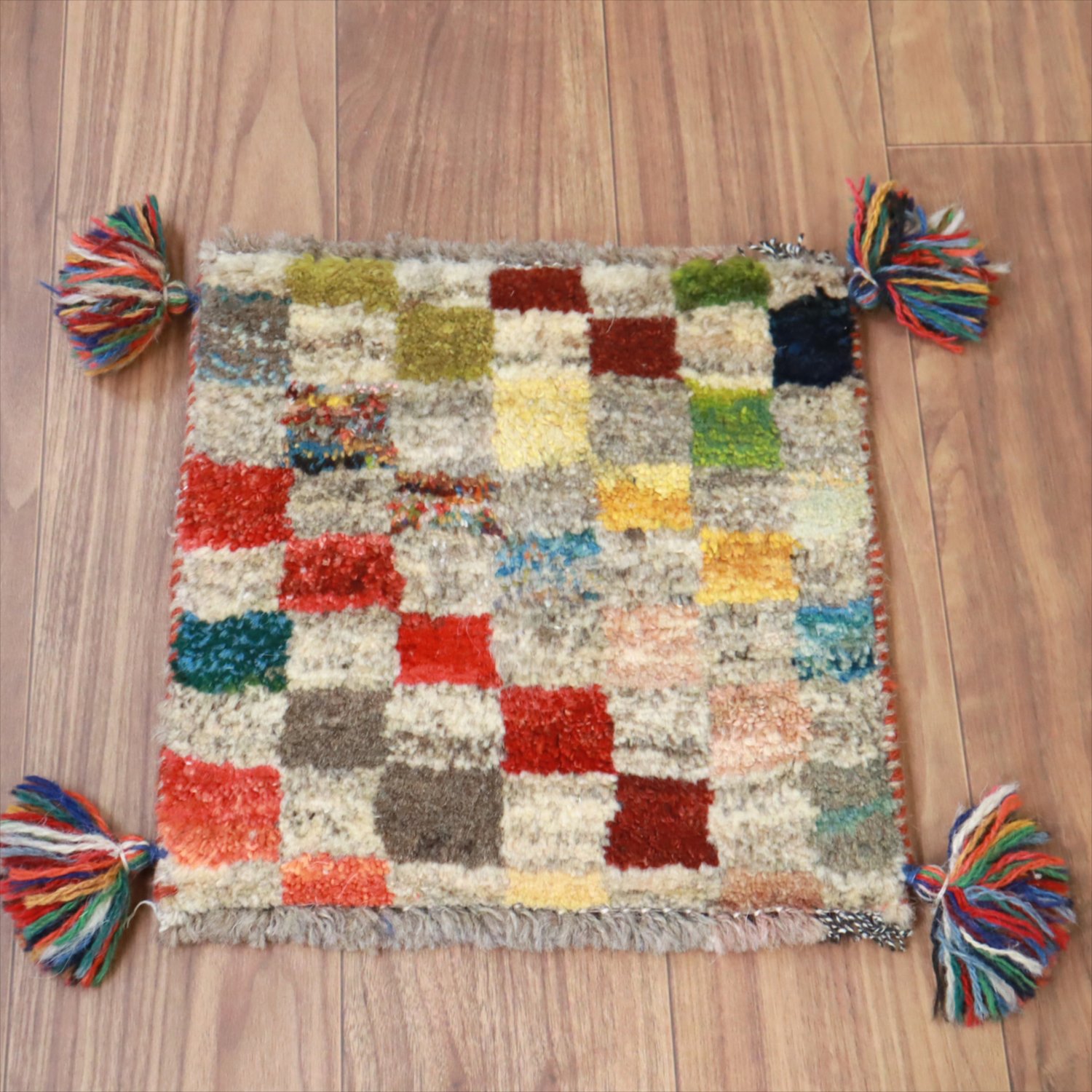 ギャッベ イラン産手織り 座布団サイズ 35x35cm