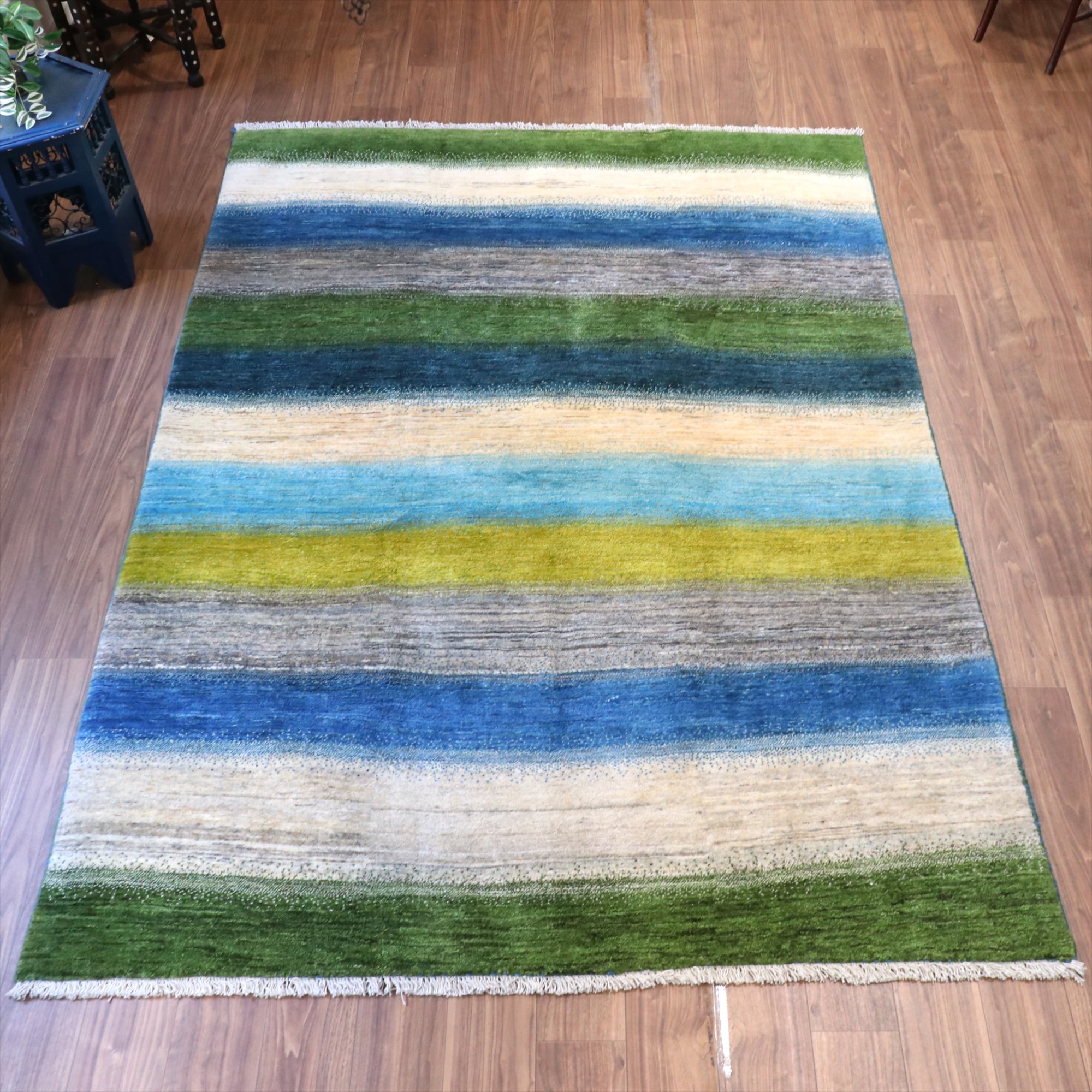 ギャッベ リズバフト  260x182cm クールなストライプ　グラデーション