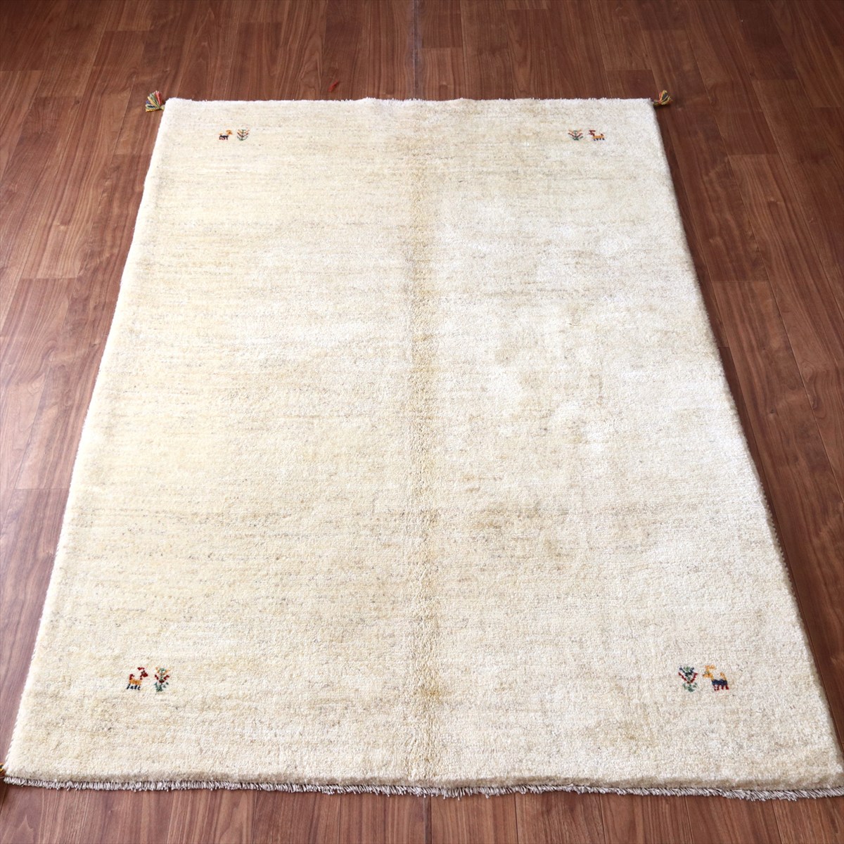 ギャッベ Gabbeh ナチュラルアイボリー 217×182cm イラン産 動物と生命の樹