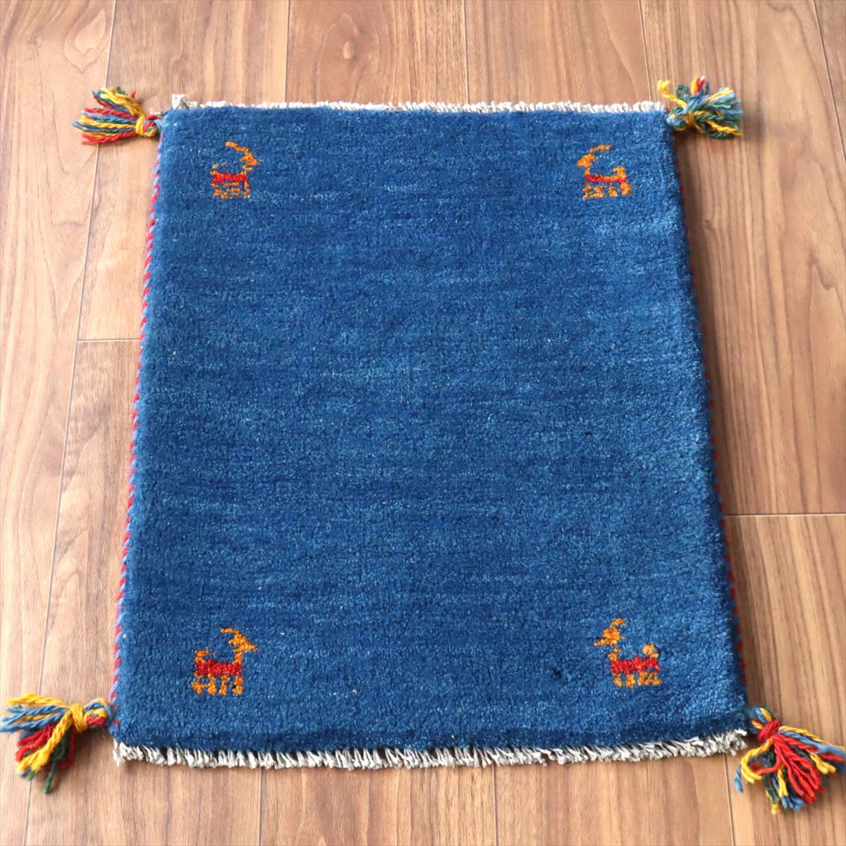 ギャッベ ミニギャベ イラン産 55×42cm ブルー 動物モチーフ