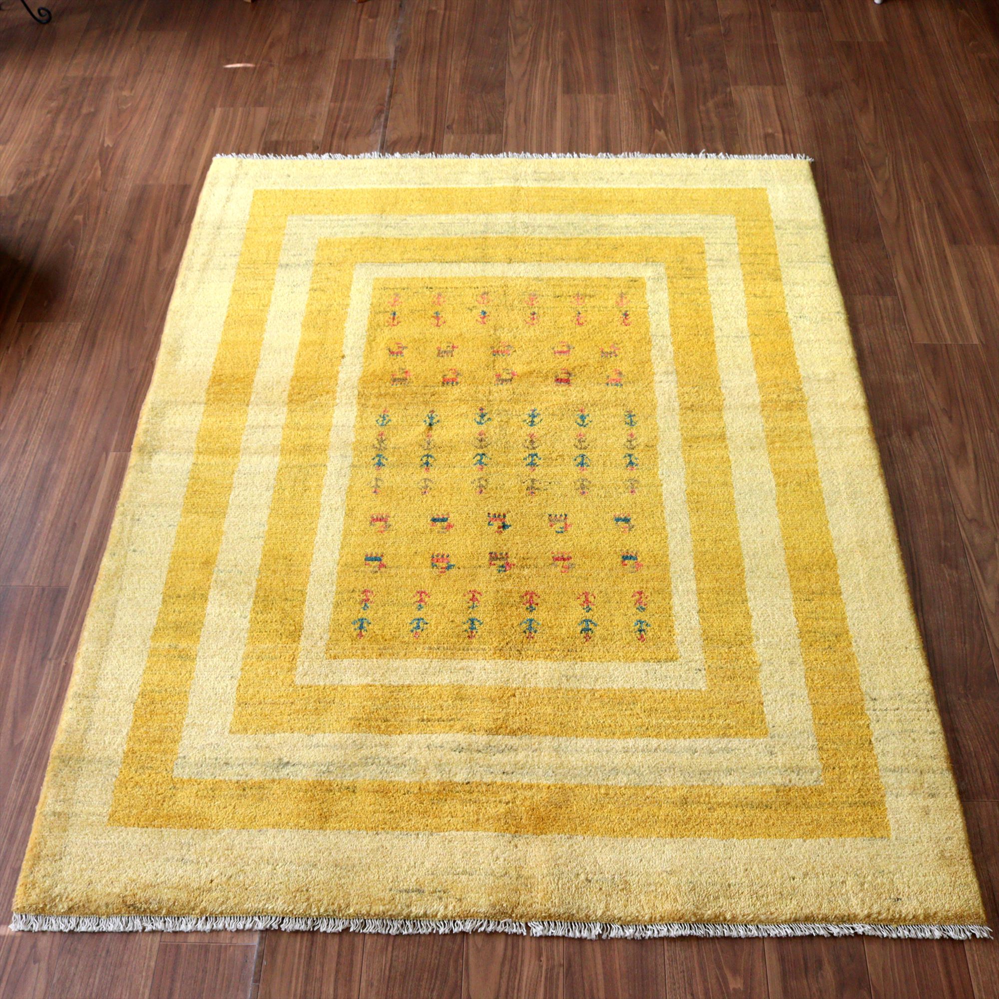 ボーダードデザイン ノマド 195x151cm イランの手織りラグ ギャッベ