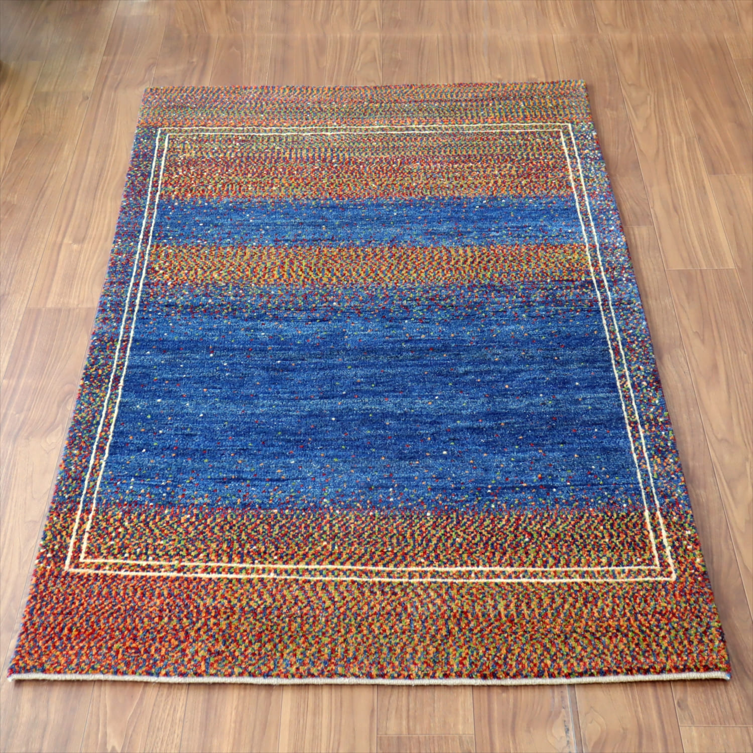 ギャッベ ノマド　 177x115cm ブルー　＆　ドットミックス