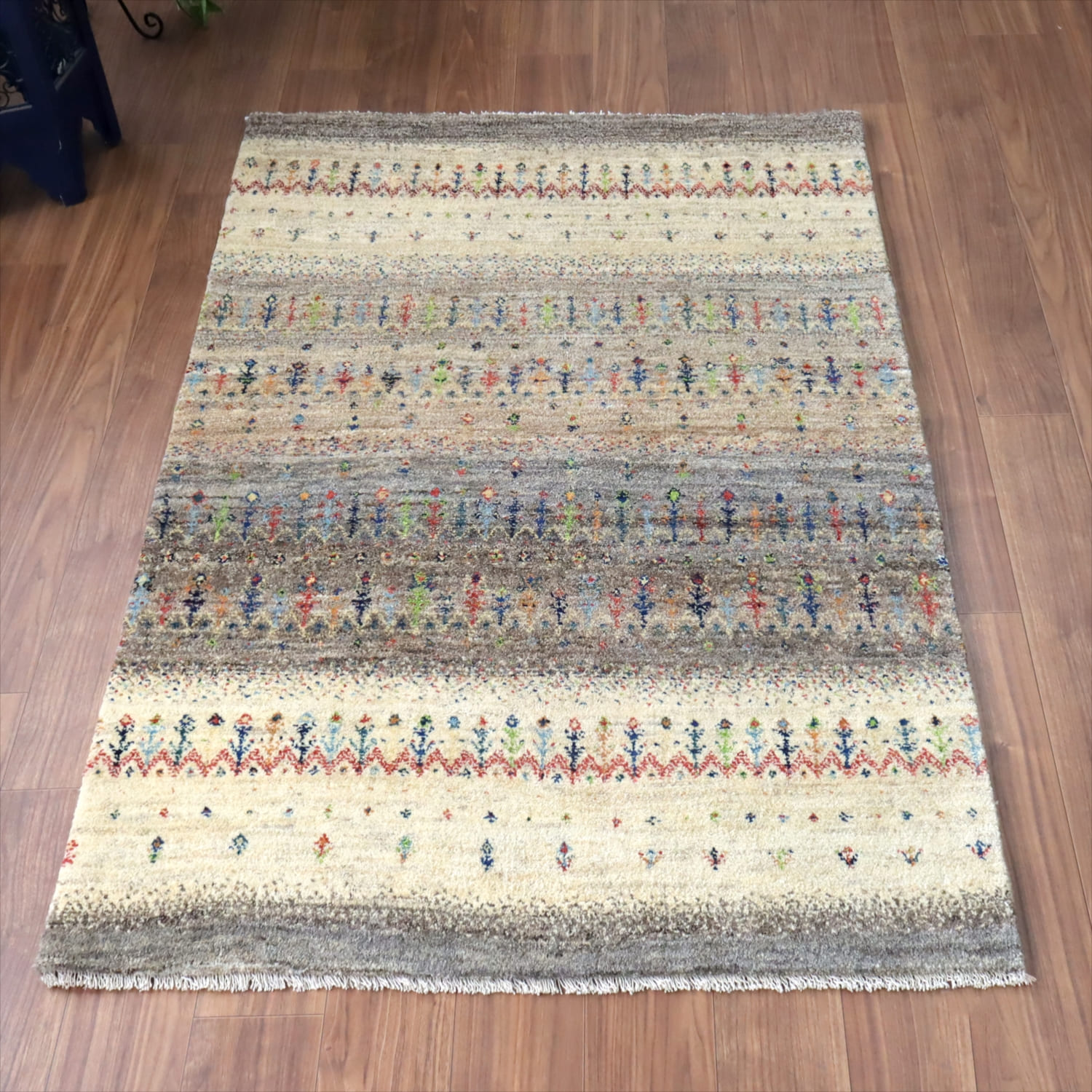 ギャッベ ノマド　 171x117cm ベージュ＆グレー