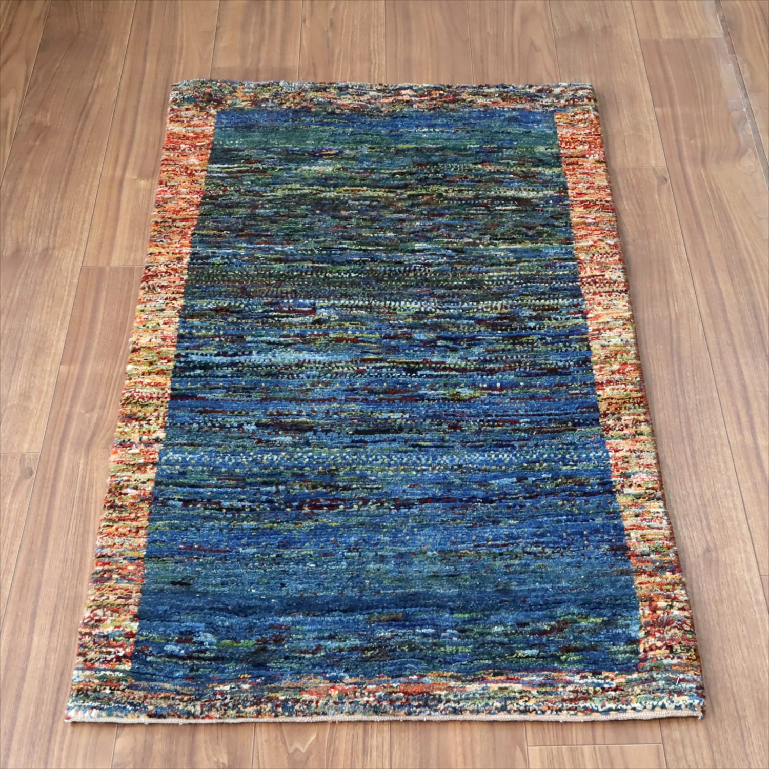 ギャッベ ノマド　 129x72cm ブルーグリーン　ドットミックス