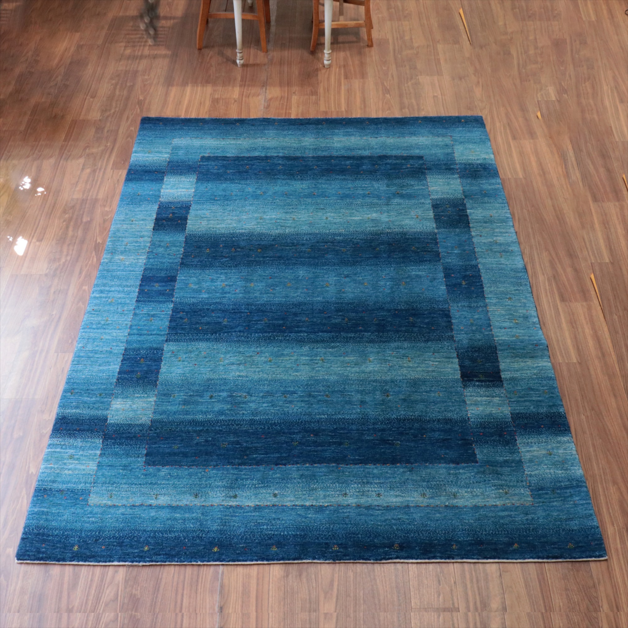 ギャッベ/ロリアタシュ　LoriAtash 262x194cm ブルーグラデーション　最上級の細かな織り