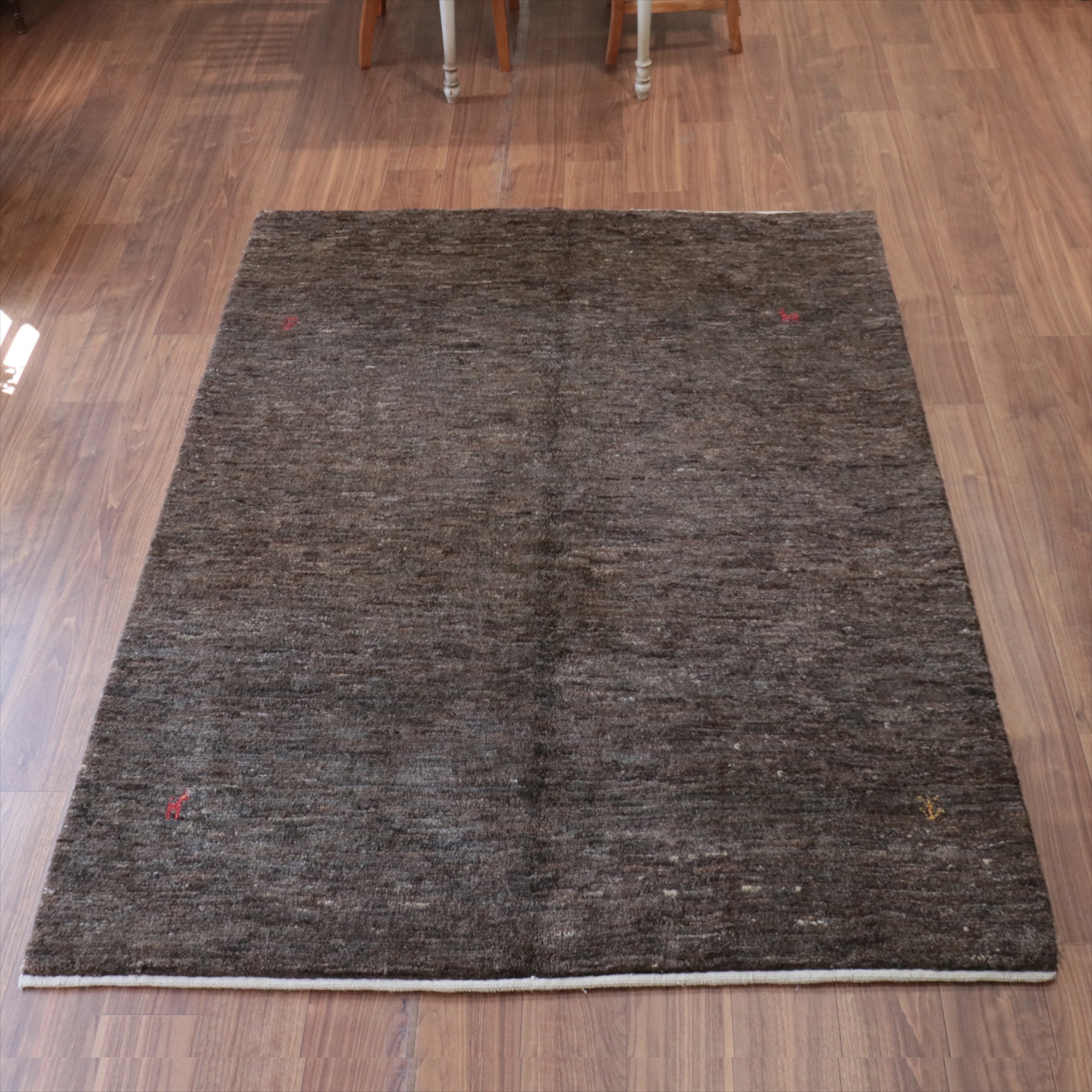 ギャッベ　Ｇａｂｂｅｈ ダークブラウン 205x155cm グラデーション　無地　シンプル　モノトーン　手織り　イラン