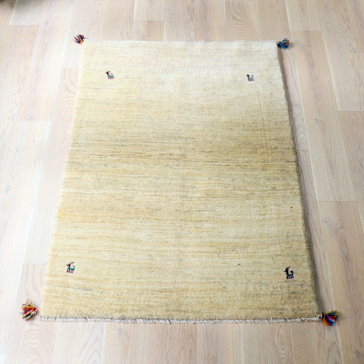 ギャッベ イラン産 手織りラグ 170×113cm Gabbeh ナチュラルアイボリー