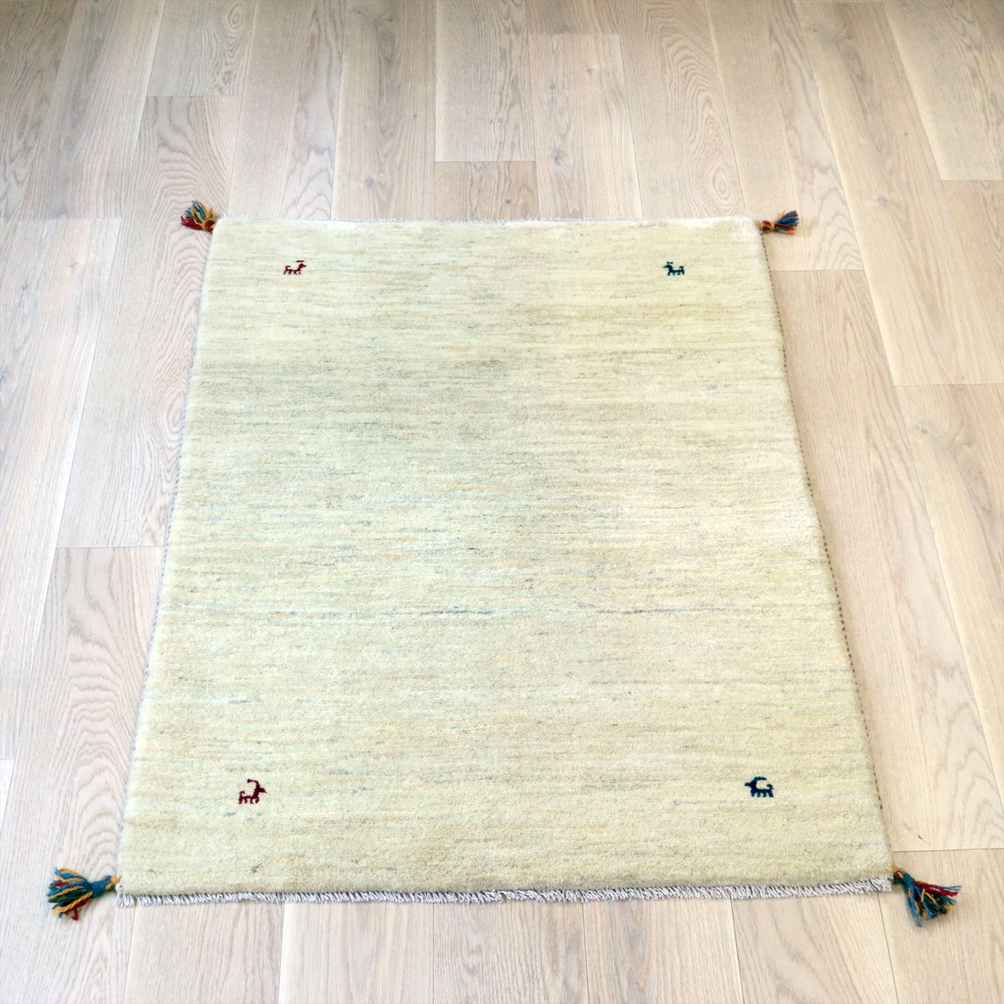ギャッベ イラン産 手織りラグ 143×98cm Gabbeh ナチュラルアイボリー