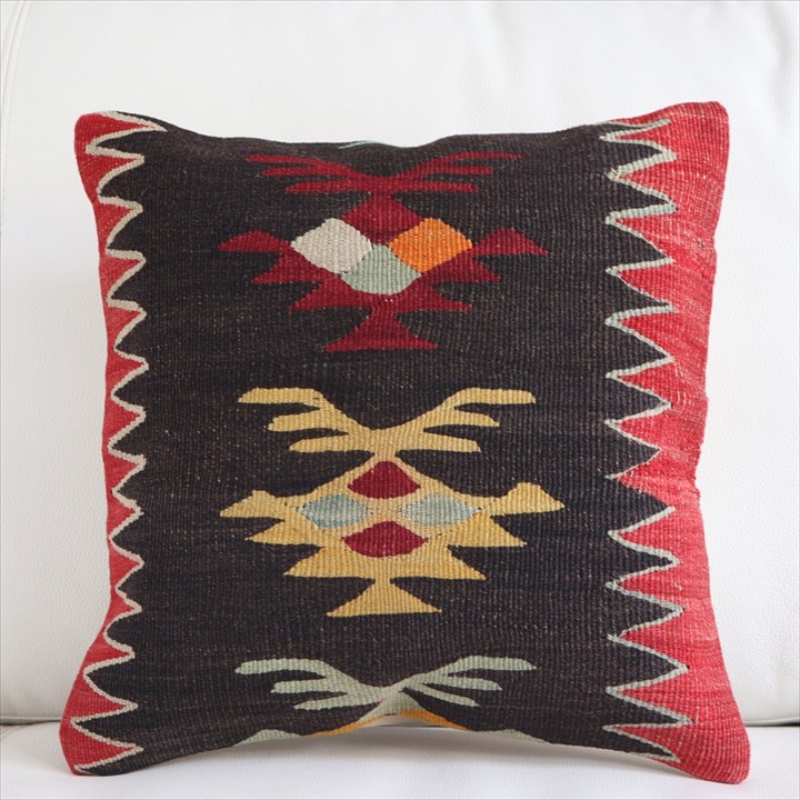 オールドキリムクッションカバー35cm Turkish Kilim Cushion Cover 35×35cm 鳥の宿る生命の樹
