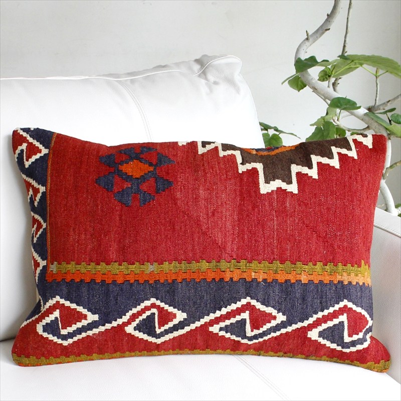 オールドキリムクッション 長方形ビッグピロー60×40cm チャル Turkish Old Kilim Cushion