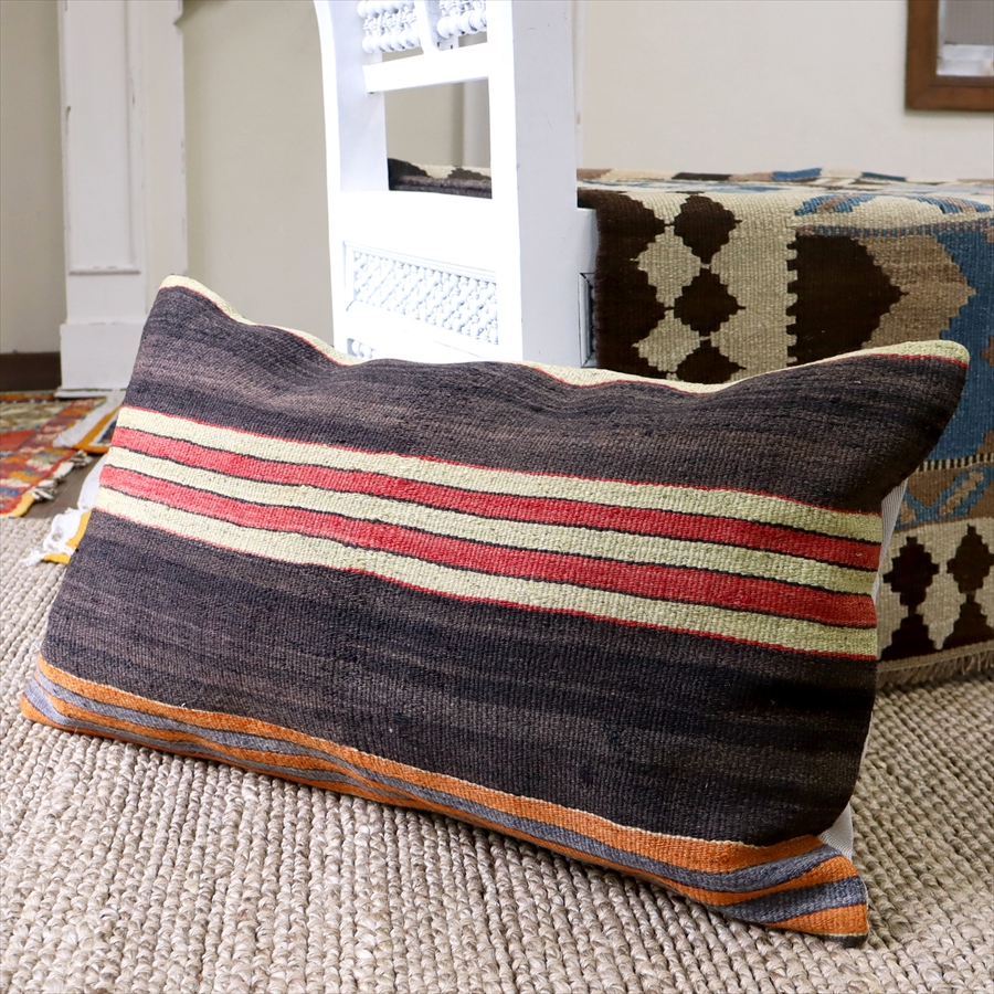 【15%OFF】オールドキリムクッションカバー　長方形 70×40cmサイズ70×42cm  Turkish Old Kilim Cushion/アダナ(Adana)