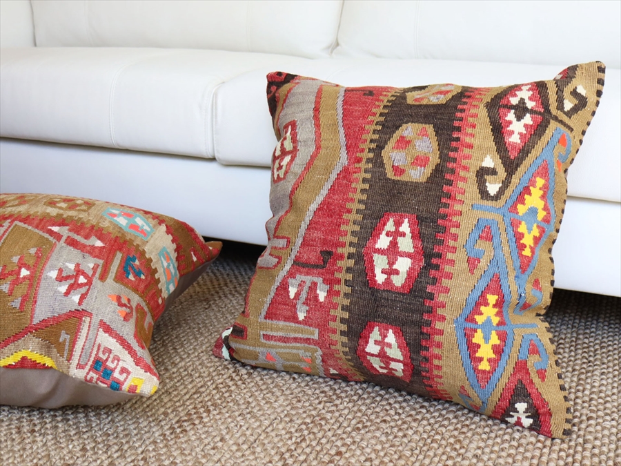 オールドキリムクッションカバー50cm角サイズ/Turkish Kilim Cushion