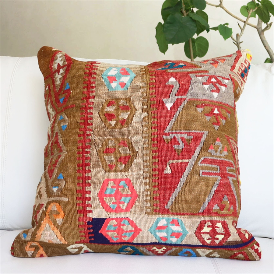 オールドキリムクッションカバー50cm角サイズ/Turkish Kilim Cushion  カイセリ