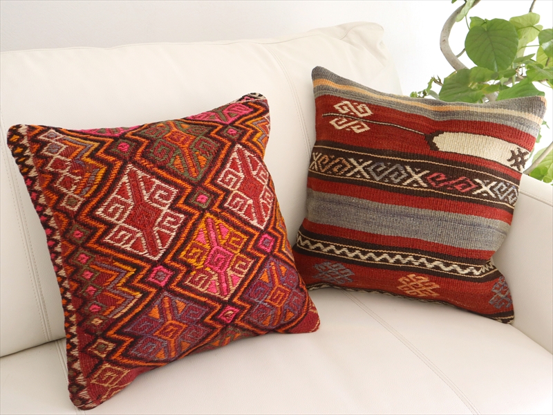 オールド キリムクッションカバー 40cmサイズ Turkish Kilim Cushion トルコキリム/シワス(Sivas)