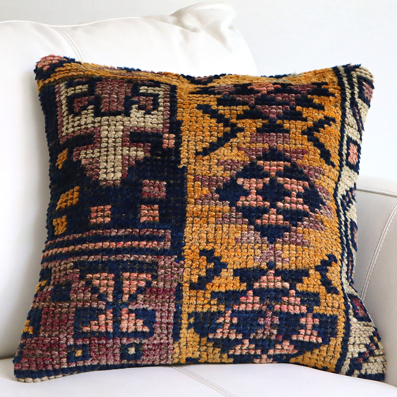 ヴィンテージラグ クッションカバー パイル織りラグ 40cmサイズ <br>トルコ絨毯