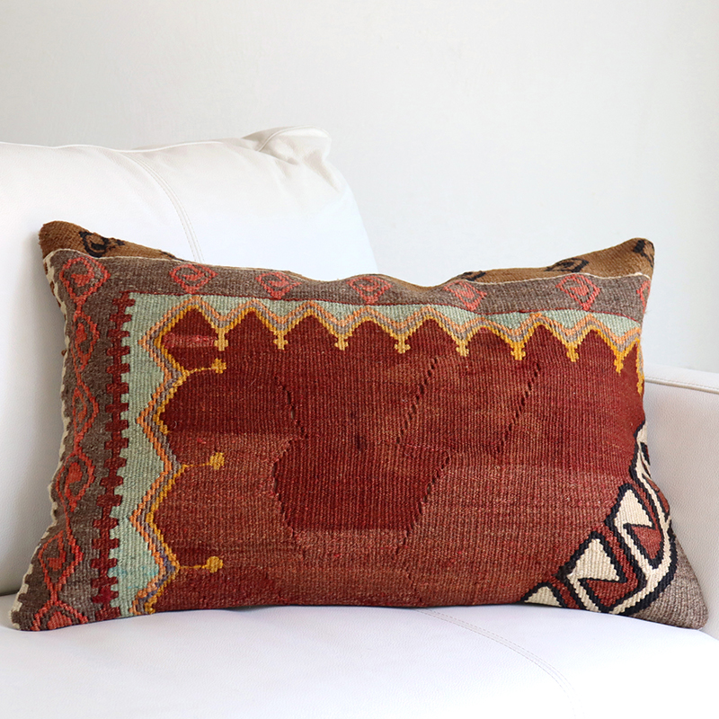 オールドキリムクッション・長方形 60×40cm カルス ビッグピロー Turkish Old Kilim　Lumbar Pillow
