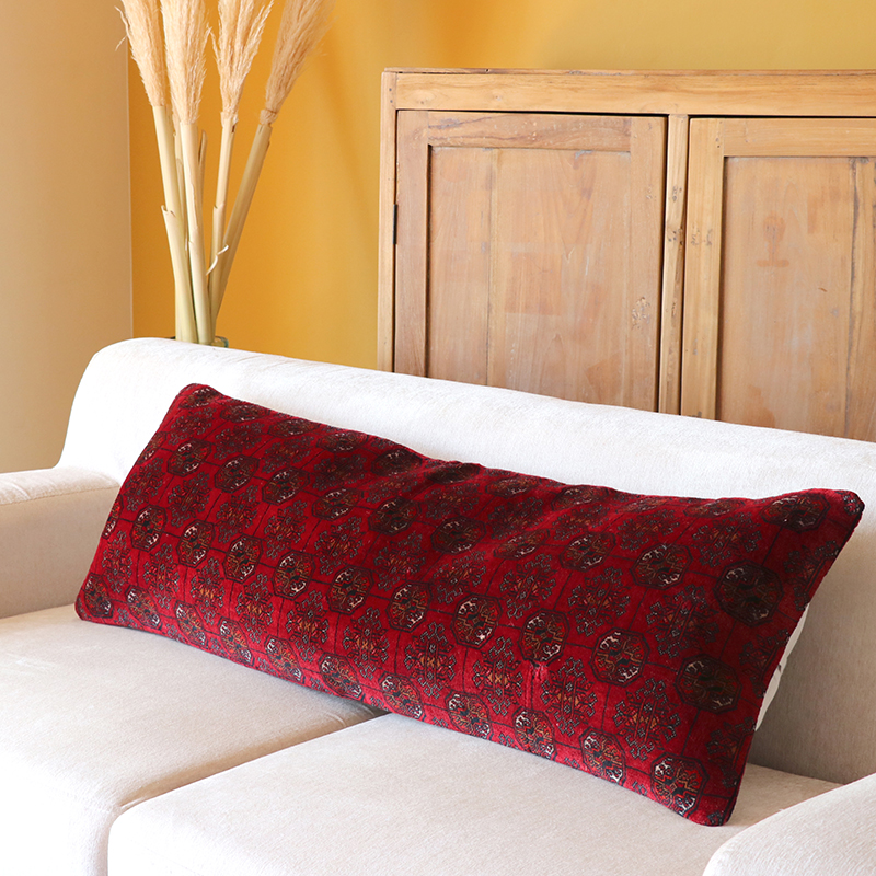 【15%OFF】ヴィンテージ・パイル織りラグ クッションカバー 116×41cm ロングピロー Lumbar Pillow ビリジック