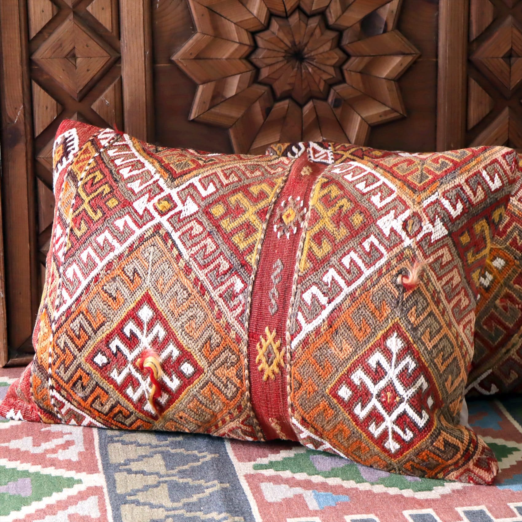 クッションカバー　オールドキリム　横長ピロー　59×40cm　アダナ　ジジム ビッグピロー Turkish Old Kilim　Lumbar Pillow