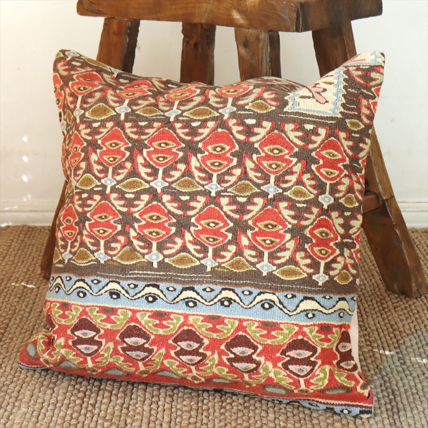 クッションカバー 50cmサイズ キリム ウール Turkish Kilim Cushion セネ 細かなモチーフ