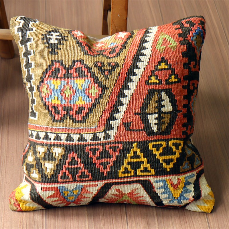 オールドキリム クッションカバー40×40cm カイセリ・チフカナットキリム Old Kilim Cushion