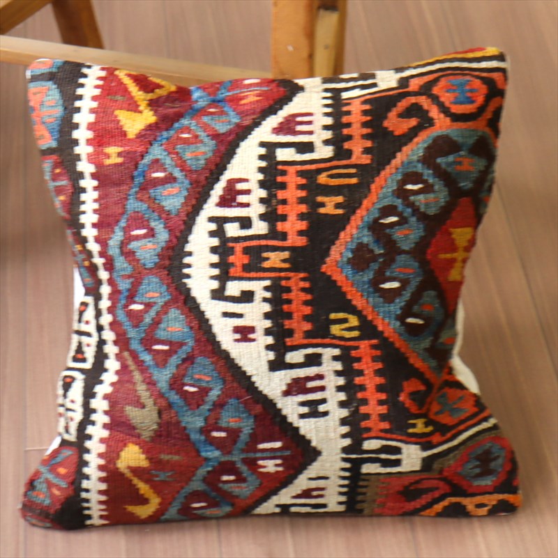 オールドキリム クッションカバー40×40cm カルス・幾何学モチーフ Old Kilim Cushion