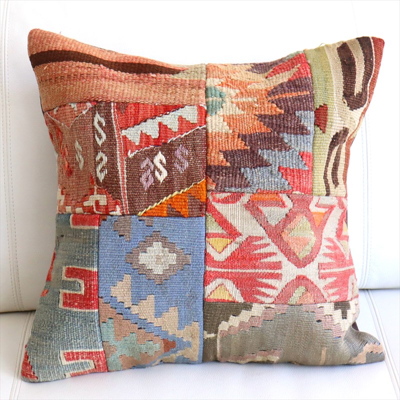 【15%OFF】オールドキリムクッションカバー45×46cm パッチワーク Old Kilim Cushion