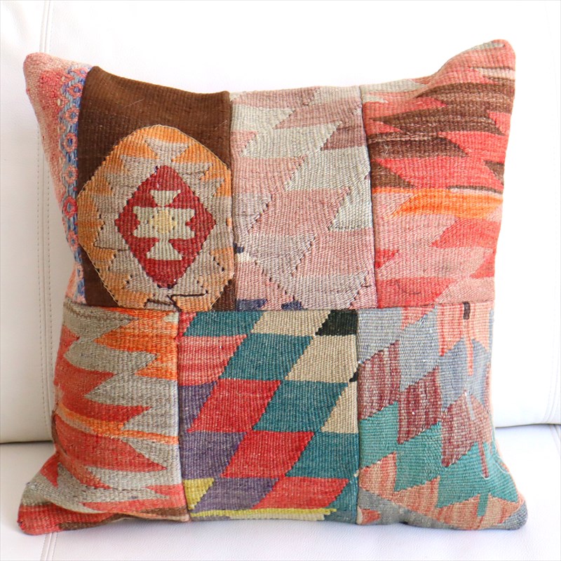 【15%OFF】オールドキリムクッションカバー44×44cm パッチワーク Old Kilim Cushion