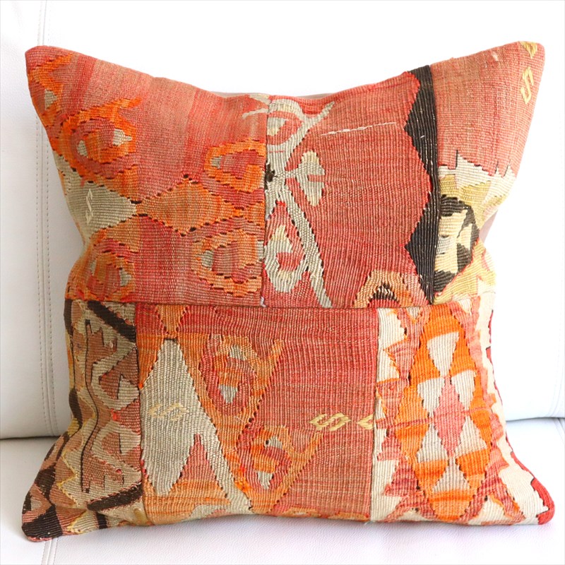 【15%OFF】オールドキリムクッションカバー45×45cm パッチワーク Old Kilim Cushion