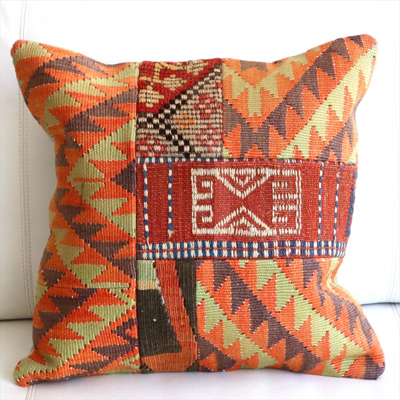 【15%OFF】オールドキリムクッションカバー45×44cm パッチワーク Old Kilim Cushion