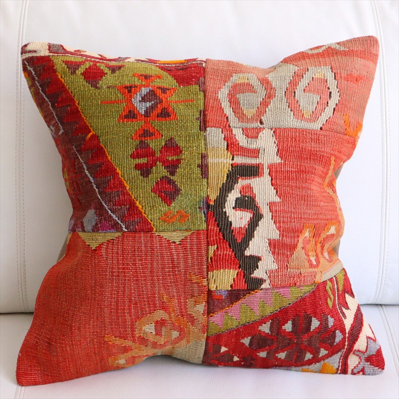 【15%OFF】オールドキリムクッションカバー45×45cm パッチワーク Old Kilim Cushion