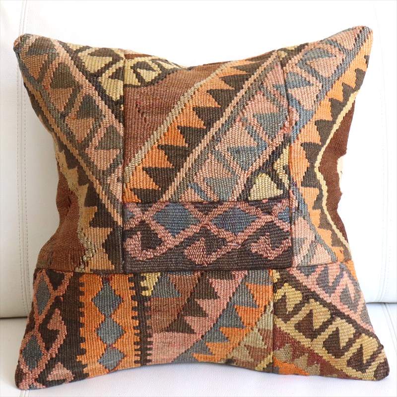 【15%OFF】オールドキリムクッションカバー45×45cm パッチワーク Old Kilim Cushion