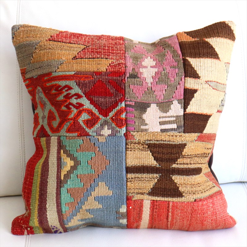 【15%OFF】オールドキリムクッションカバー46×46cm パッチワーク Old Kilim Cushion