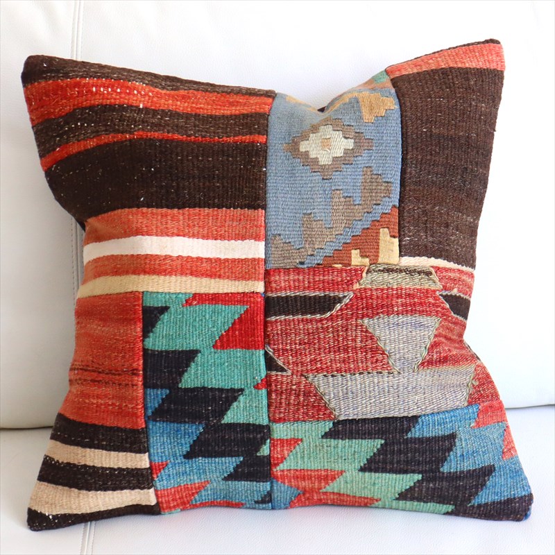 【15%OFF】オールドキリムクッションカバー45×46cm パッチワーク Old Kilim Cushion