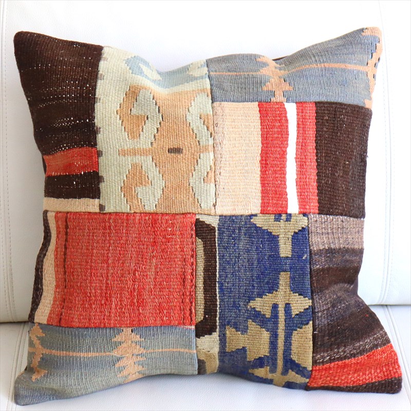 【15%OFF】オールドキリムクッションカバー45×45cm パッチワーク Old Kilim Cushion