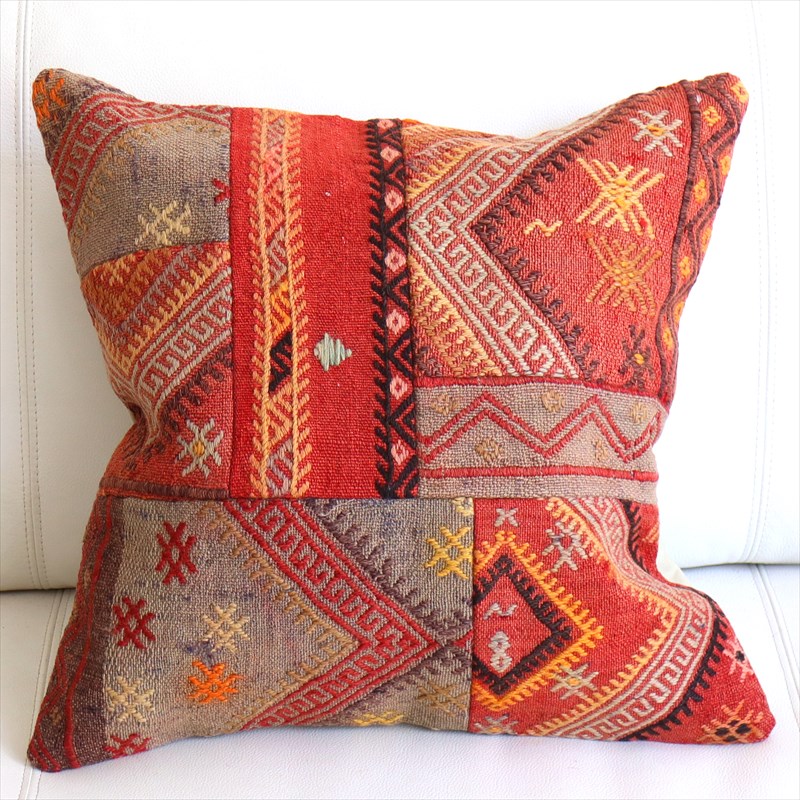 【15%OFF】オールドキリムクッションカバー44×44cm パッチワーク Old Kilim Cushion