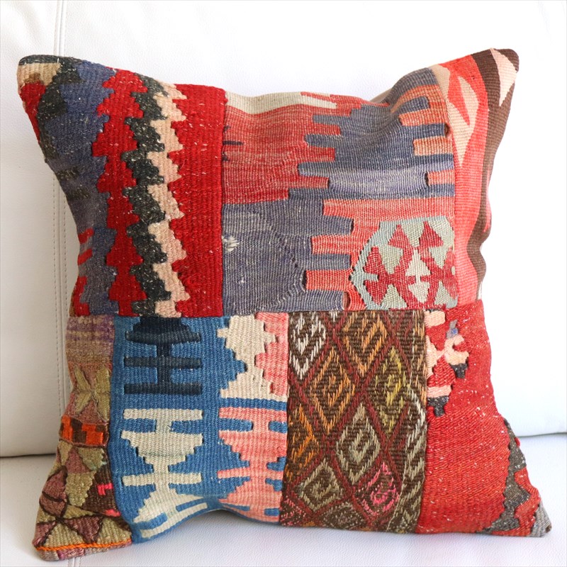 【15%OFF】オールドキリムクッションカバー44×44cm パッチワーク Old Kilim Cushion