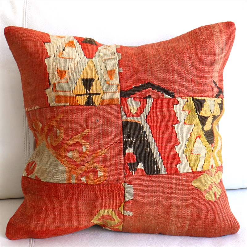 【15%OFF】オールドキリムクッションカバー45×45cm パッチワーク Old Kilim Cushion