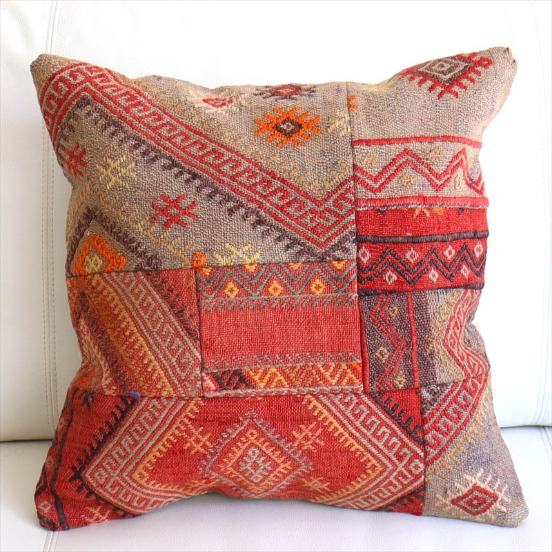 【15%OFF】オールドキリムクッションカバー45×45cm パッチワーク Old Kilim Cushion