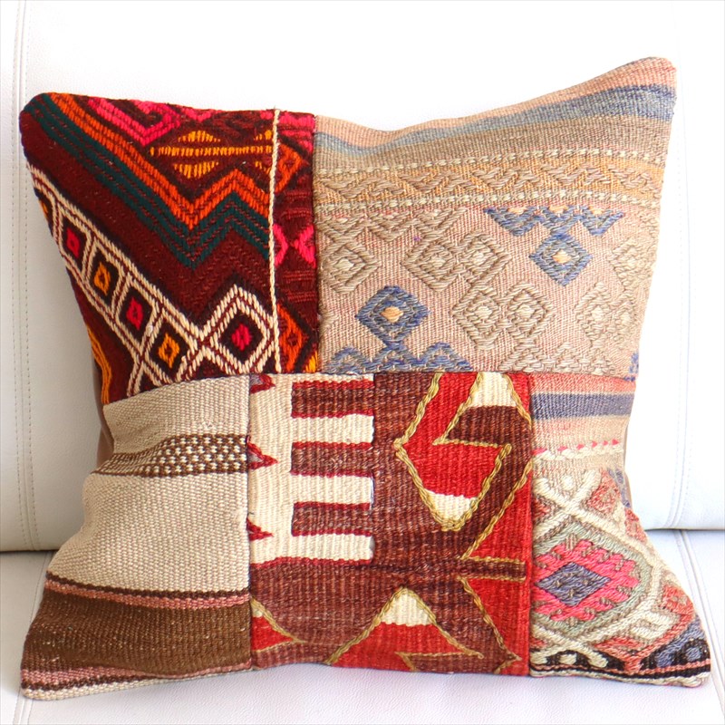 【15%OFF】オールドキリムクッションカバー45×44cm パッチワーク Old Kilim Cushion