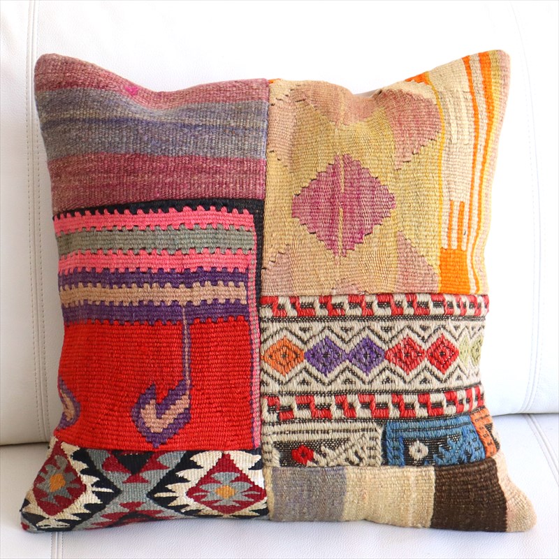 【15%OFF】パッチワーククッションカバー45×44cm オールドキリムクッション Old Kilim Cushion
