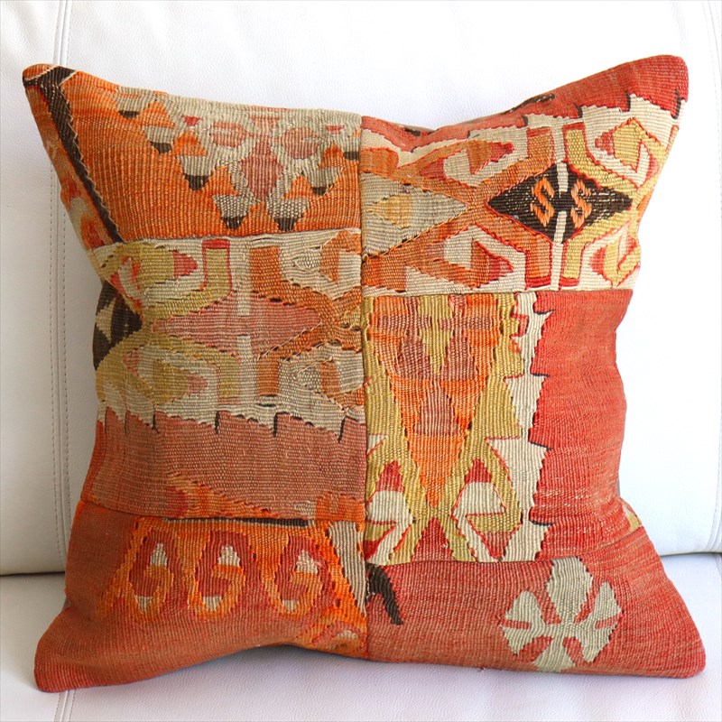 【15%OFF】パッチワーククッションカバー45×45cm オールドキリムクッション Old Kilim Cushion