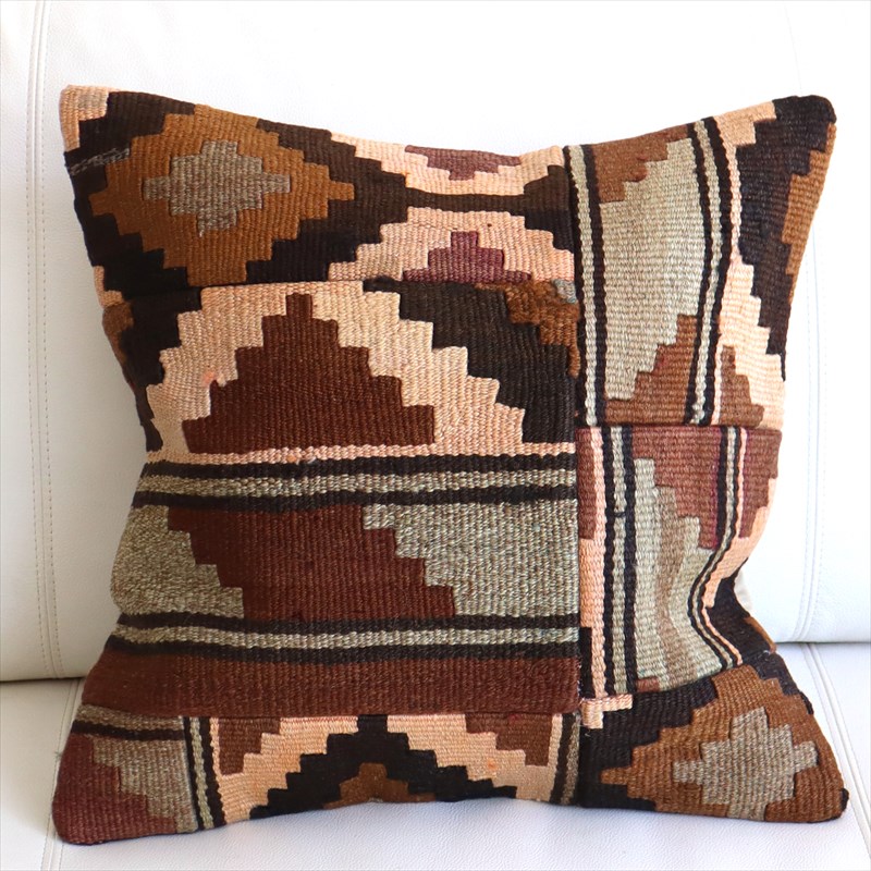 【15%OFF】パッチワーククッションカバー45×44cm オールドキリムクッション Old Kilim Cushion