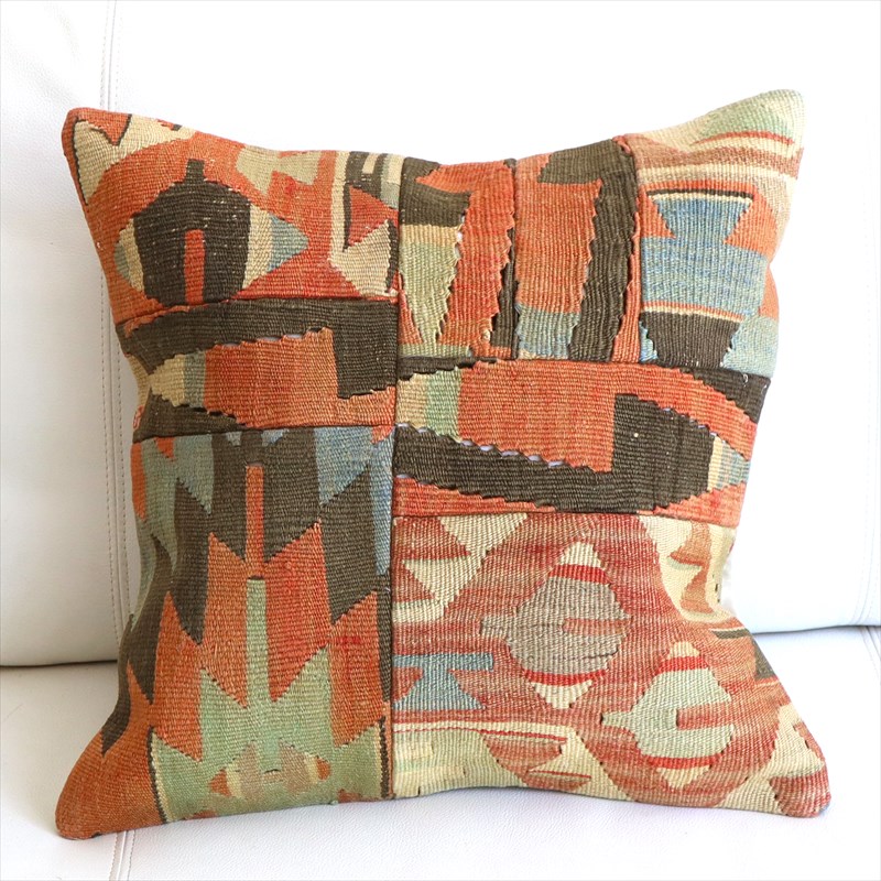 【15%OFF】パッチワーククッションカバー44×44cm オールドキリムクッション Old Kilim Cushion