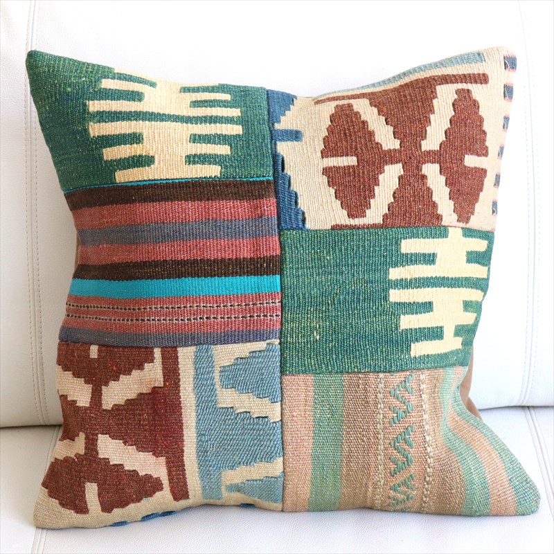 【15%OFF】パッチワーククッションカバー45×45cm オールドキリムクッション Old Kilim Cushion