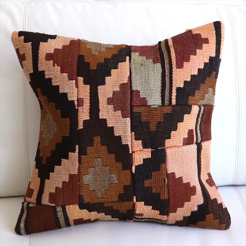 【15%OFF】パッチワーククッションカバー45×45cm オールドキリムクッション Old Kilim Cushion