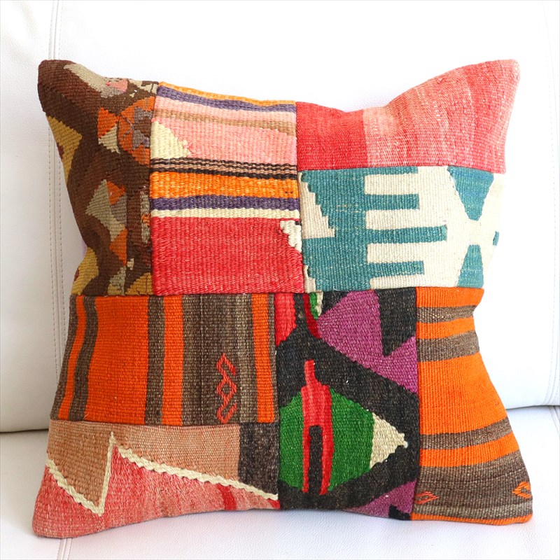 【15%OFF】クッションカバー キリムパッチワーク45×44cm Old Kilim Cushion